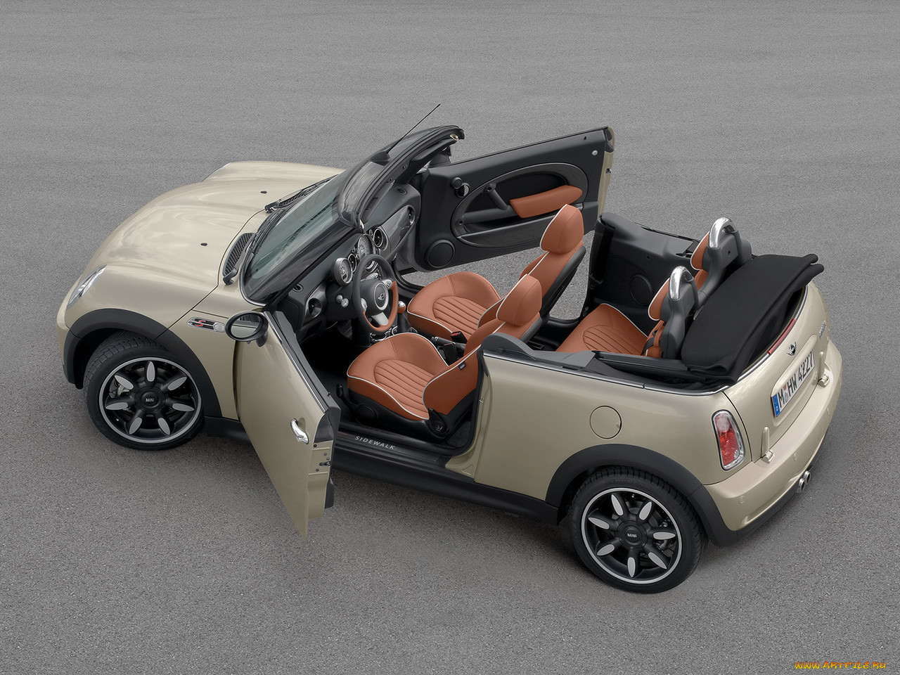 2007, mini, convertible, sidewalk, 